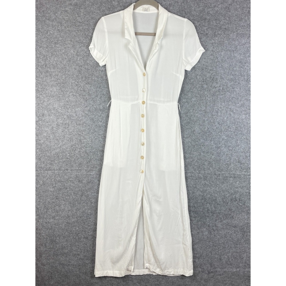 Aritzia Wilfred Lacier Dress Womens XS White Button Front Short Sleeve Minimal
